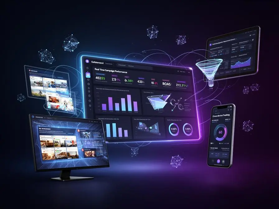 Omnichannel marketing analytics dashboard showing cross-device campaign performance